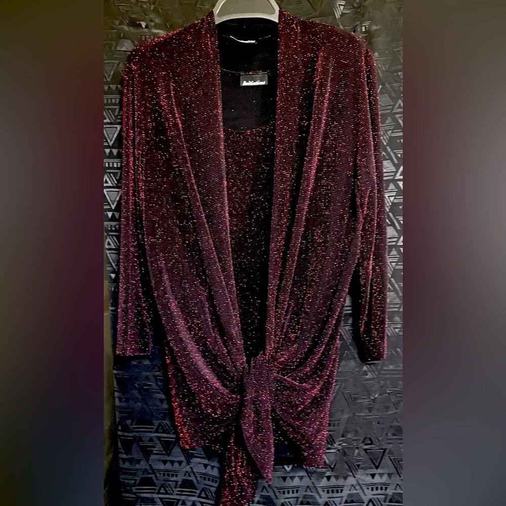 Sparkling evening wear.  Tank and sweater.